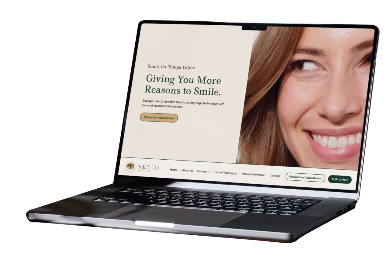 Cosmetic clinic landing page with before and after smile gallery